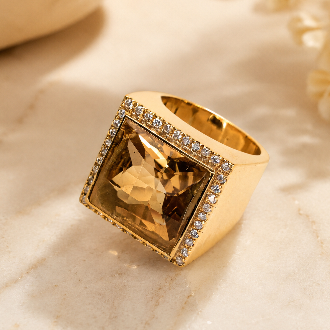 Anillo oro topacio imperial