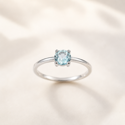 Anillo Plata Agua Marina